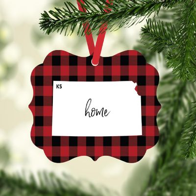Plaid Fancy Frame Ornament Kansas Image 1