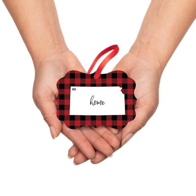 Plaid Fancy Frame Ornament Kansas Image 2