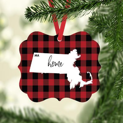 Plaid Fancy Frame Ornament Massachusetts Image 1