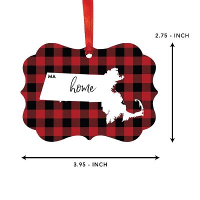 Plaid Fancy Frame Ornament Massachusetts Image 1