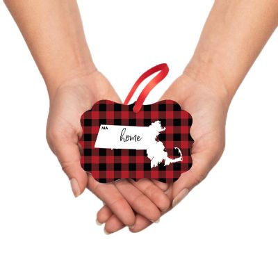 Plaid Fancy Frame Ornament Massachusetts Image 2