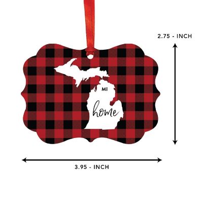 Plaid Fancy Frame Ornament Michigan Image 1