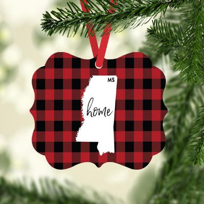 Plaid Fancy Frame Ornament Mississippi Image 1