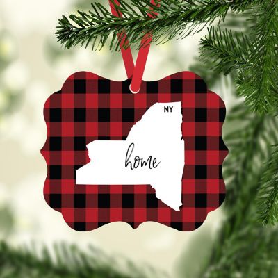 Plaid Fancy Frame Ornament New York Image 1