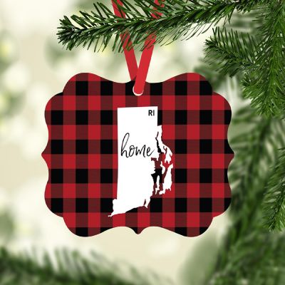 Plaid Fancy Frame Ornament Rhode Island Image 1