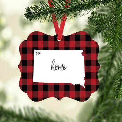 Plaid Fancy Frame Ornament South Dakota Image 1