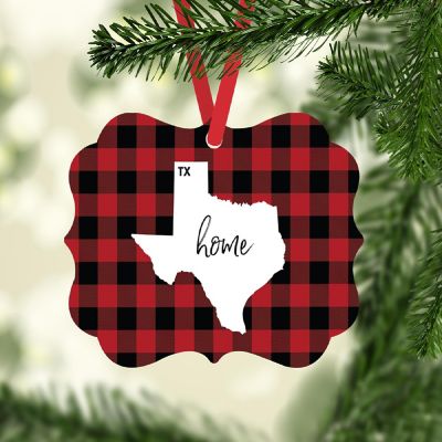 Plaid Fancy Frame Ornament Texas Image 1