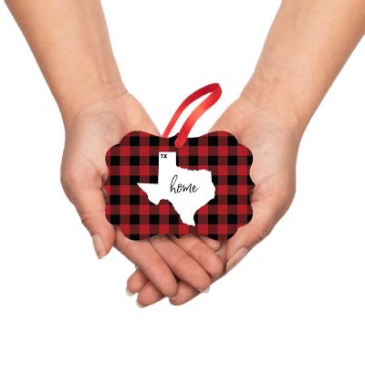Plaid Fancy Frame Ornament Texas Image 2