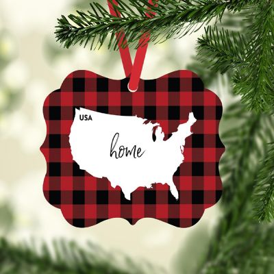 Plaid Fancy Frame Ornament USA Image 1