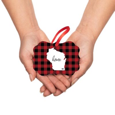 Plaid Fancy Frame Ornament Wisconsin Image 1