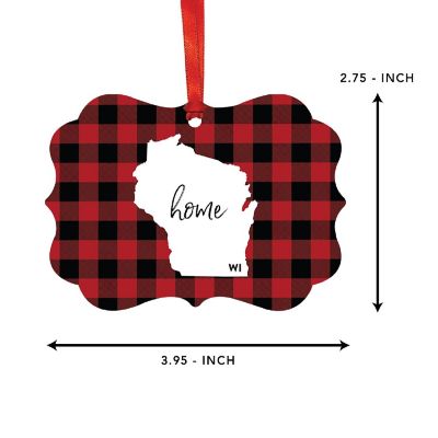 Plaid Fancy Frame Ornament Wisconsin Image 2