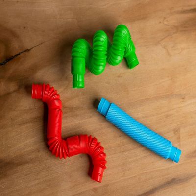 Plastic Sensory Pop Tube Fidget Toys  Set of 3  Blue, Red, Green Image 1