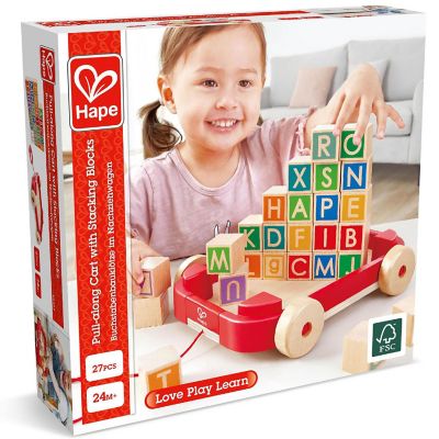 Play Essentials: Pull Along: Cart W/ Stacking Blocks Image 1