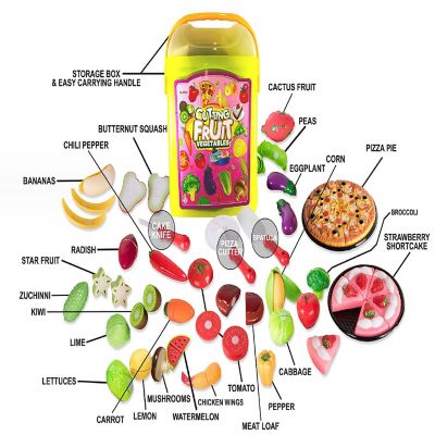 Play Food Kitchen Toys Set - 72 Piece Fake Fruits And Vegetables Image 1