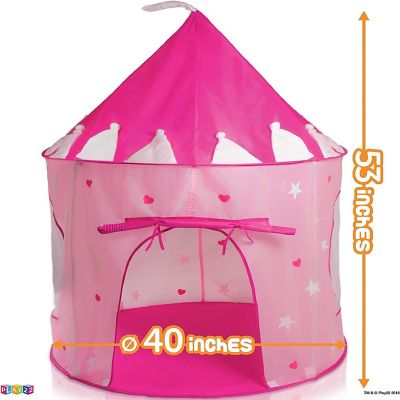 Play Tent Princess Pink Castle Glowing in the Dark Stars - Portable Kids Play Tent Fordable Into a Carrying Bag for Outdoor and Indoor Use Image 1