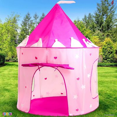 Play Tent Princess Pink Castle Glowing in the Dark Stars - Portable Kids Play Tent Fordable Into a Carrying Bag for Outdoor and Indoor Use Image 2