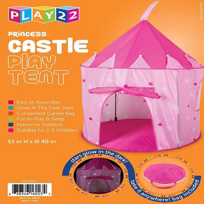 Play Tent Princess Pink Castle Glowing in the Dark Stars - Portable Kids Play Tent Fordable Into a Carrying Bag for Outdoor and Indoor Use Image 3