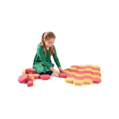 Playlearn Red and Tan Foam Paver Building Blocks - 30 Pieces Image 1