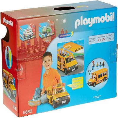 Playmobil City Life Kids School Bus Toy Flashing Lights