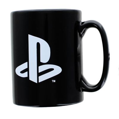 PlayStation Logo and Icons Black Ceramic Coffee Mug Image 1