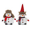 Plush Snowman With Hat And Scarf (Set Of 2) 8"H, 10.5"H Polyester Image 1