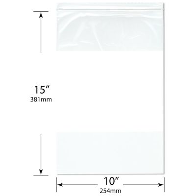 Plymor 10" x 15" (Pack of 200), 2 Mil White-Block Zipper Reclosable Plastic Bags Image 1