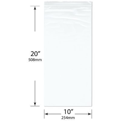 Plymor 10" x 20" (Pack of 100), 2 Mil Zipper Reclosable Plastic Bags Image 1