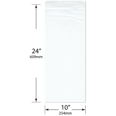 Plymor 10" x 24" (Pack of 100), 2 Mil Zipper Reclosable Plastic Bags Image 1