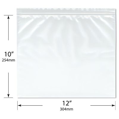 Plymor 12" x 10" (Pack of 100), 4 Mil Heavy Duty Zipper Reclosable Plastic Bags Image 1