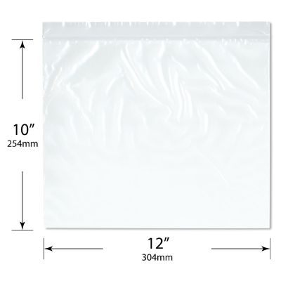 Plymor 12" x 10" (Pack of 200), 2 Mil Zipper Reclosable Plastic Bags Image 1