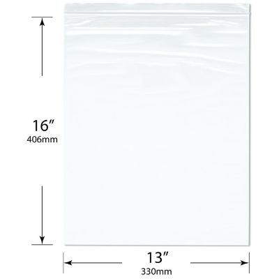 Plymor 13" x 16" (Pack of 100), 2 Mil Zipper Reclosable Plastic Bags Image 1