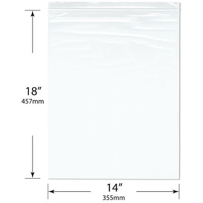 Plymor 14" x 18" (Pack of 100), 2 Mil Zipper Reclosable Plastic Bags Image 1