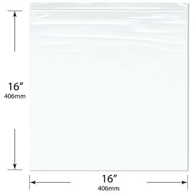 Plymor 16" x 16" (Pack of 100), 2 Mil Zipper Reclosable Plastic Bags Image 1