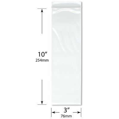 Plymor 3" x 10" (Pack of 200), 4 Mil Heavy Duty Zipper Reclosable Plastic Bags Image 1