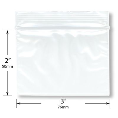 Plymor 3" x 2" (Case of 1,000), 2 Mil Zipper Reclosable Plastic Bags Image 1