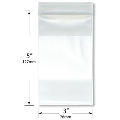 Plymor 3" x 5" (Pack of 200), 6 Mil Industrial Duty White-Block Zipper Reclosable Plastic Bags Image 1