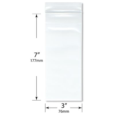 Plymor 3" x 7" (Pack of 200), 4 Mil Heavy Duty Zipper Reclosable Plastic Bags Image 1