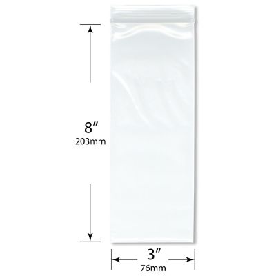 Plymor 3" x 8" (Pack of 100), 4 Mil Heavy Duty Zipper Reclosable Plastic Bags Image 1