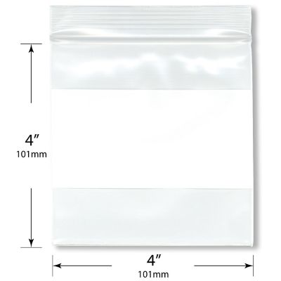 Plymor 4" x 4" (Pack of 500), 4 Mil Heavy Duty White-Block Zipper Reclosable Plastic Bags Image 1