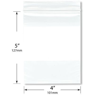 Plymor 4" x 5" (Pack of 200), 2 Mil White-Block Zipper Reclosable Plastic Bags Image 1