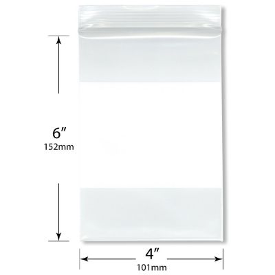 Plymor 4" x 6" (Pack of 100), 6 Mil Industrial Duty White-Block Zipper Reclosable Plastic Bags Image 1