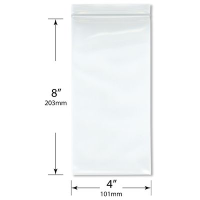 Plymor 4" x 8" (Pack of 100), 6 Mil Industrial Duty Zipper Reclosable Plastic Bags Image 1