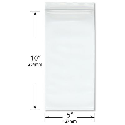 Plymor 5" x 10" (Pack of 100), 6 Mil Industrial Duty Zipper Reclosable Plastic Bags Image 1