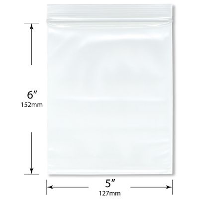 Plymor 5" x 6" (Pack of 100), 4 Mil Heavy Duty Zipper Reclosable Plastic Bags Image 1