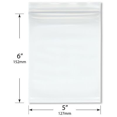 Plymor 5" x 6" (Pack of 100), 6 Mil Industrial Duty Zipper Reclosable Plastic Bags Image 1