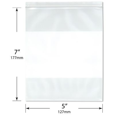 Plymor 5" x 7" (Pack of 100), 6 Mil Industrial Duty White-Block Zipper Reclosable Plastic Bags Image 1