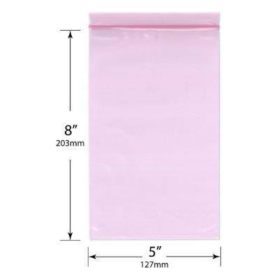 Plymor 5" x 8" (Pack of 100), 4 Mil Heavy Duty Anti-Static Zipper Reclosable Plastic Bags Image 1