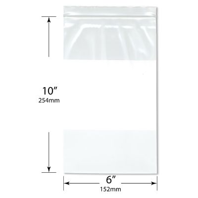 Plymor 6" x 10" (Pack of 100), 4 Mil Heavy Duty White-Block Zipper Reclosable Plastic Bags Image 1