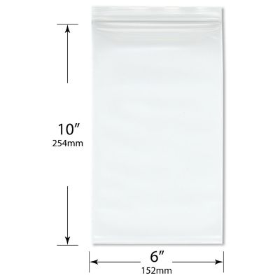 Plymor 6" x 10" (Pack of 100), 6 Mil Industrial Duty Zipper Reclosable Plastic Bags Image 1