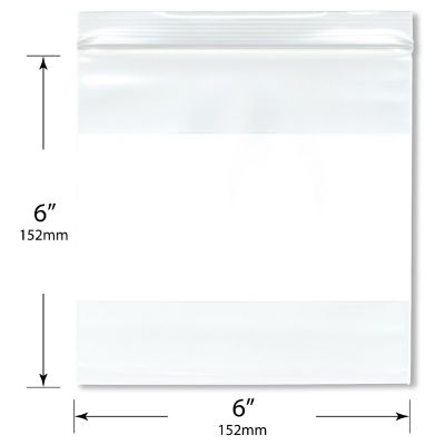 Plymor 6" x 6" (Pack of 100), 4 Mil Heavy Duty White-Block Zipper Reclosable Plastic Bags Image 1